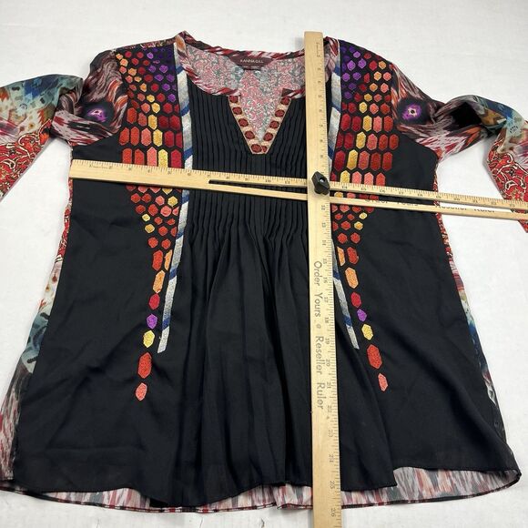 Ranna Gill Boho Tunic Blouse Embroidered Festival Top 3/4 Sleeve Boho Shirt XS - Picture 5 of 11